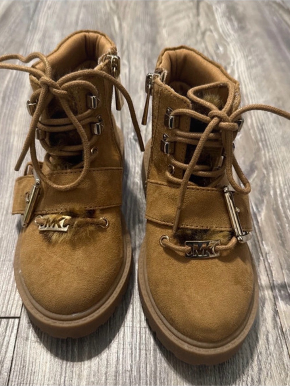 Michael Kors Kids Brown Suede Lace-Up Ankle Boots